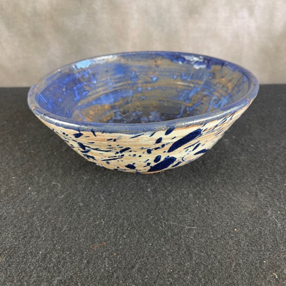 Beautiful ArtisanEarthenware Serving Bowl Beautiful Hand Painted With Blue Glaze
